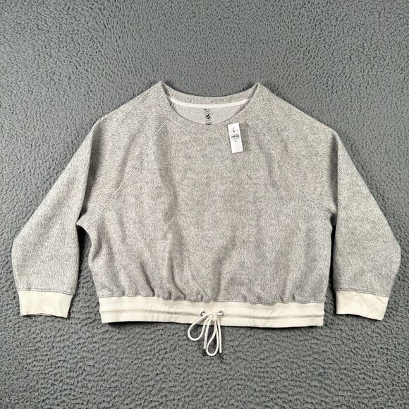 Lou & Grey Tops - Lou & Grey Cozy‎ Textured Sweatshirt Womens 2XL Heather Gray Drawstring NWT